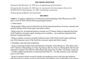 Decision No. 1448/QD-TTg construction general planning of Hai Phong city by 2025