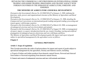 Circular No. 60/2009/TT-BNNPTNT, guiding the Government's Decree No. 12/2006/ND-CP of January 23, 2006