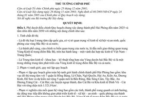 Quyết định 1448/QĐ-TTg quy hoạch chung xây dựng thành phố Hải Phòng đến 2025 tầm nhìn đến 2050