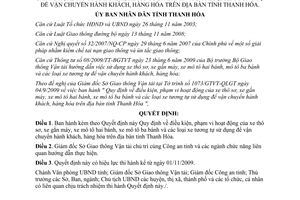 Quyết định 3160/2009/QĐ-UBND điều kiện phạm vi hoạt động xe thô sơ Thanh Hóa