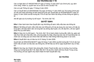 Quyết định 3440/QĐ-BYT Hệ thống sổ sách, biểu mẫu báo cáo thống kê y tế