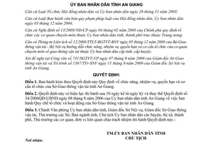 41/2009/QĐ-UBND Chức năng cơ cấu của Sở giao thông vận tải tỉnh An Giang