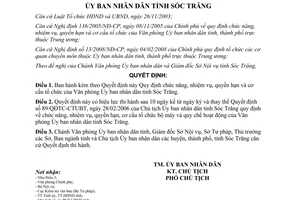 Quyết định 32/2009/QĐ-UBND chức năng nhiệm vụ quyền hạn Văn phòng Ủy ban nhân dân Sóc Trăng