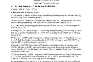 Báo cáo 871/BC-BY công tác y tế tháng 9 năm 2009