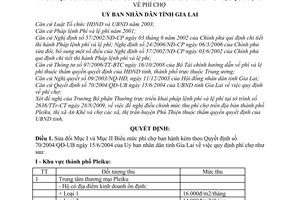 Quyết định 33/2009/QĐ-UBND  sửa đổi mức thu phí chợ ban hành kèm theo Quyết định  70/2004/QĐ-UB