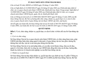 Quyết định 3235/QĐ-UBND 2009 cơ cấu cơ quan chuyên môn GTVT thuộc UBND Thanh Hóa