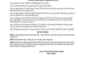 Quyết định 18/2009/QĐ-UBND Quy chế bảo vệ bí mật nhà nước Hưng Yên