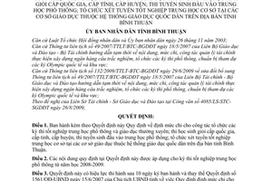 Quyết định 65/2009/QĐ-UBND định mức chi cho công tác tổ chức các kỳ thi tốt nghiệp trung học phổ thông giáo dục thường xuyên; Tỉnh Bình Thuận