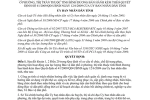 Quyết định 67/2009/QĐ-UBND cấu tổ chức chế độ trang phục Bảo vệ dân phố Bình Dương