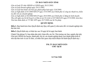 Chỉ thị 23/2009/CT-UBND Quy chế quản lý nhà nước doanh nghiệp trên địa bàn tỉnh