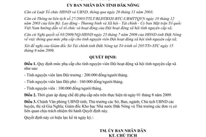 Quyết định 1458/QĐ-UBND phụ cấp tình nguyện viên Đội hoạt động xã hội Đắk Nông
