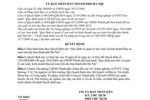 Quyết định 104/2009/QĐ-UBND“quy định về quản lý sản xuất  kinh doanh rau an toàn trên địa bàn thành phố Hà Nội