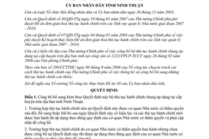 Quyết định 294/QĐ-UBND năm 2009 thủ tục hành chính cấp huyện Ninh Thuận