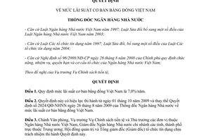 Quyết định 2232/QĐ-NHNN 2009 mức l&#227;i suất cơ bản bằng đồng Việt Nam