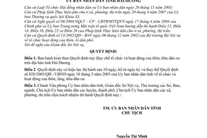 Quyết định 28/2009/QĐ-UBND Quy chế tổ chức hoạt động thôn, khu dân cư trên địa bàn tỉnh Hải Dương