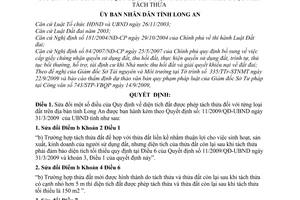 Quyết định 56/2009/QĐ-UBND sửa đổi Quyết định 11/2009/QĐ-UBND diện tích đất tối thiểu được phép tách thửa