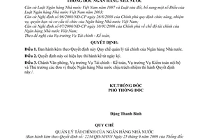 Quyết định 2234/QĐ-NHNN Quy chế quản lý tài chính Ngân hàng Nhà nước