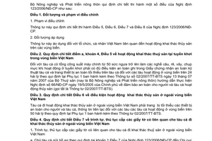 Thông tư 63/2009/TT-BNNPTNT thực hiện Nghị định 123/2006/NĐ-CP quản lý hoạt động khai thác thủy sản của tổ chức, cá nhân Việt Nam trên các vùng biển