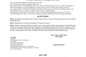 Quyết định ban hành Quy chế quản lý cảng cá, bến cá, khu neo đậu trú bão tàu cá trên địa bàn tỉnh Quảng Ngãi