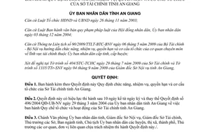 Quyết định 45/2009/QĐ-UBND Chức năng nhiệm vụ cơ cấu Sở tài chính An Giang