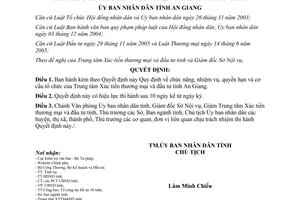 Quyết định 46/2009/QĐ-UBND Trung tâm Xúc tiến thương mại và đầu tư An Giang