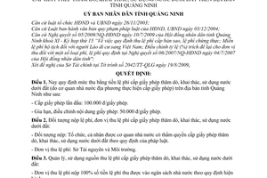 Quyết định 2918/2009/QĐ-UBND mức thu, chế độ thu, nộp, quản lý sử dụng lệ phí cấp giấy phép thăm dò, khai thác, sử dụng nước dưới đất trên