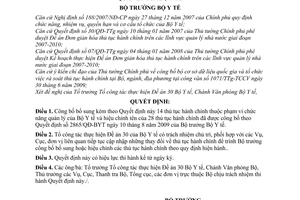 Quyết định 3588/QĐ-BYT  công bố bổ sung thủ tục hành chính thuộc phạm vi chức năng quản lý của Bộ Y tế