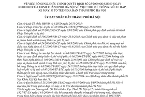 Quyết định 107/2009/QĐ-UBND  bổ sung, điều chỉnh Quyết định 25/2009/QĐ-UBND