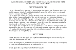 Quyết định 1556/QĐ-TTg  kế hoạch triển khai nghiên cứu cải cách tổng thể chính sách tiền lương năm  2011