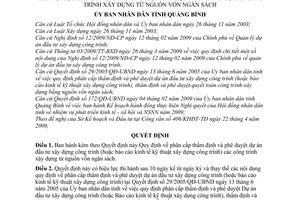Quyết định 23/2009/QĐ-UBND phân cấp thẩm định phê duyệt dự án đầu tư xây dựng công trình