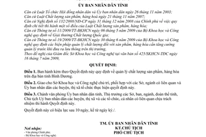 Quyết định 71/2009/QĐ-UBND quản lý chất lượng sản phẩm, hàng hóa trên địa bàn tỉnh Bình Dương