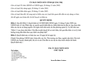Quyết định 20/2009/QĐ-UBND sửa đổi Quyết định 18/2009/QĐ-UBND