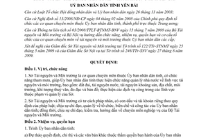 Quyết định 1500/QĐ-UBND chức năng quyền hạn cơ cấu tổ chức biên chế sở tài nguyên môi trường Yên Bái 2009