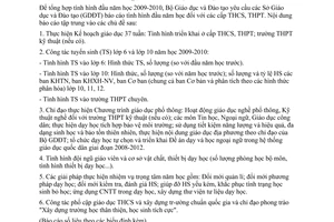 Công văn 7641/BGDĐT-GDTrH báo cáo thực hiện nhiệm vụ giáo dục trung học đầu năm học 2009-2010