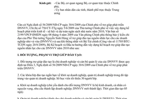 Công văn 6700/BKH-PTDN hướng dẫn xây dựng kế hoạch trợ giúp đào tạo nguồn nhân lực cho doanh nghiệp nhỏ và vừa năm 2010