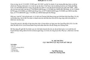 Công văn 15/BXD-HTKT  cấp vốn cho dự án thoát nước