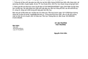 Công văn 7777/BGDĐT-GDTH rà soát, báo cáo kết quả phổ cập giáo dục tiểu học