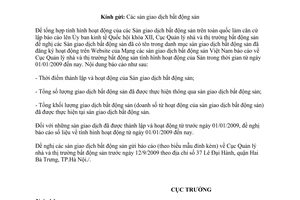 Công văn 104/QLN-BDS báo cáo hoạt động sàn giao dịch bất động sản