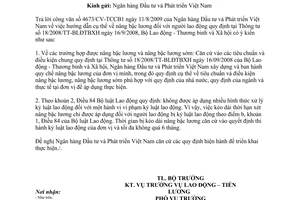 Công văn 3328/LĐTBXH-LĐTL nâng bậc lương người lao động