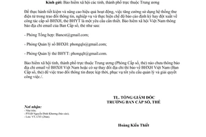 Công văn 3207/BHXH-CST trao đổi nghiệp vụ chế độ báo cáo qua thư điện tử