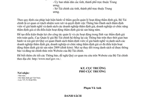 Công văn 202/CQLG-CSG&TĐG danh sách doanh nghiệp và thẩm định viên về giá đủ điều kiện hoạt động thẩm định giá năm 2009