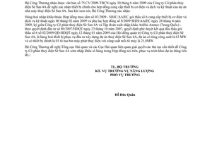 Công văn 9260/BCT-NL xác nhận thiết bị chính - Dự án thuỷ điện Sê San 4A - tỉnh Gia Lai