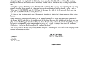 Công văn 09/BXD-TTr  hướng dẫn xử phạt  nhà ở riêng lẻ xây dựng tăng thêm diện tích so với Giấy phép xây dựng