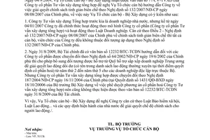 Công văn 411/BXD-TCCB giải quyết chế độ chính sách cho người lao động