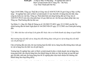 Công văn 3791/TCT-PC chính sách thuế  hàng hóa tổn thất