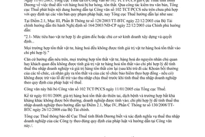 Công văn 3793/TCT-PC chính sách thuế hàng hoá bị hư hỏng, tổn thất