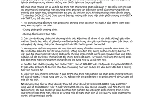 Công văn 8298/BGDĐDT-GDTX hướng dẫn thực hiện phân phối Chương trình giáo dục thường xuyên cấp trung học phổ thông