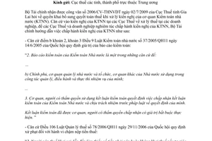 Công văn 13479/BTC-TCT  kê khai bổ sung  xử lý vi phạm thuế  doanh nghiệp theo kiến nghị  Kiểm toán nhà nước