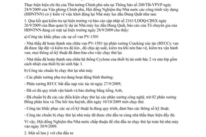 Công văn 2065/HĐNTNN-GĐ chấp thuận khởi động lại Nhà máy lọc dầu Dung Quất