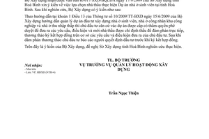Công văn 137/BXD-HĐXD hướng dẫn thực hiện Thông tư 10/2009/TT-BXD